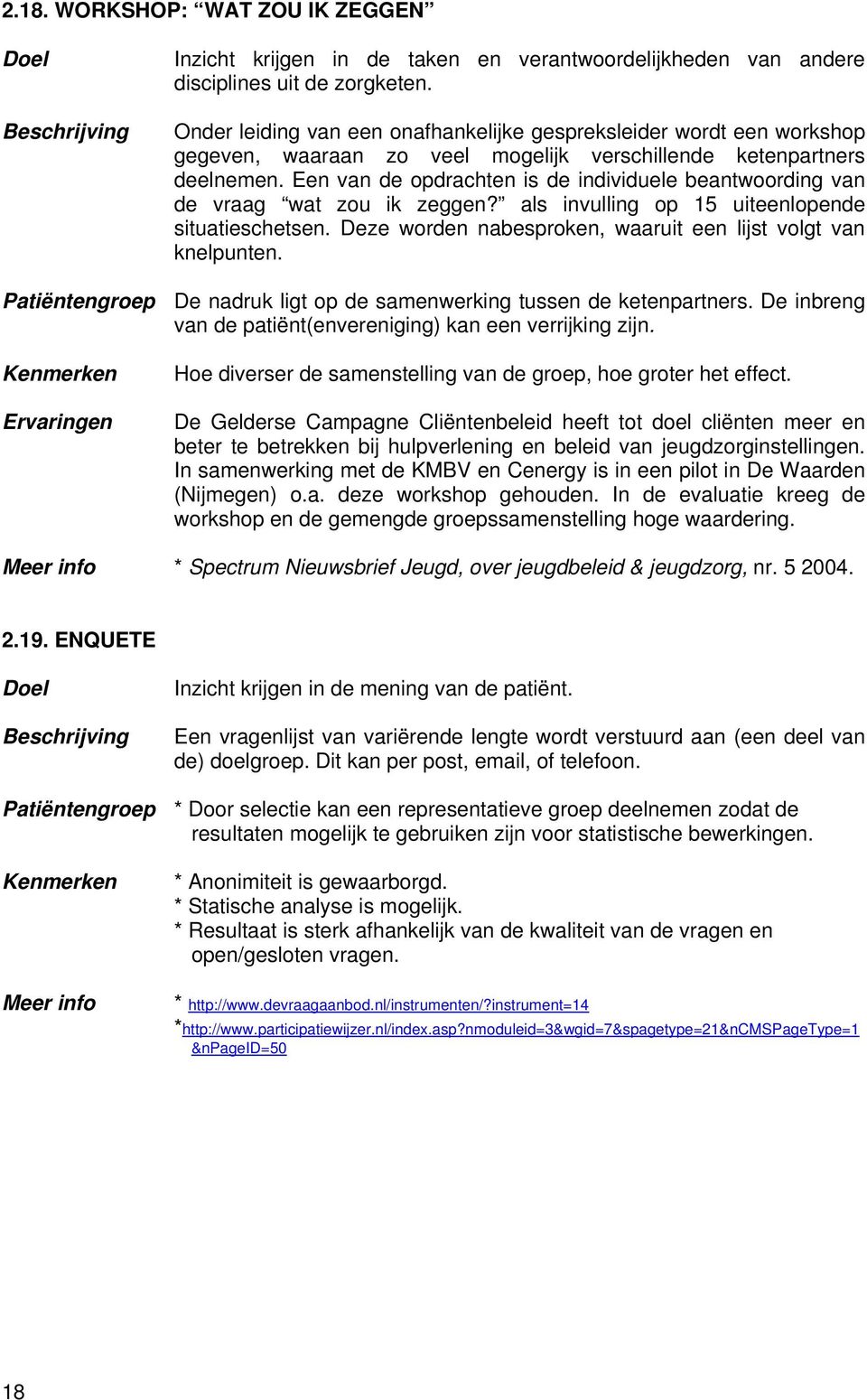 Een van de opdrachten is de individuele beantwoording van de vraag wat zou ik zeggen? als invulling op 15 uiteenlopende situatieschetsen.