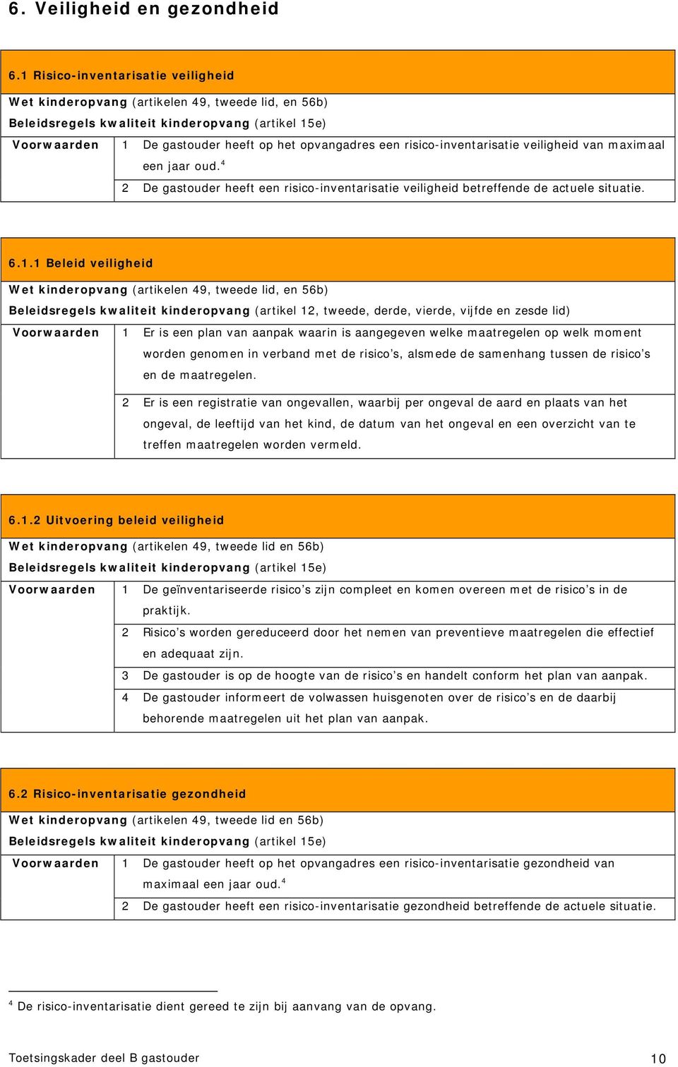 risico-inventarisatie veiligheid van maximaal een jaar oud. 4 2 De gastouder heeft een risico-inventarisatie veiligheid betreffende de actuele situatie. 6.1.