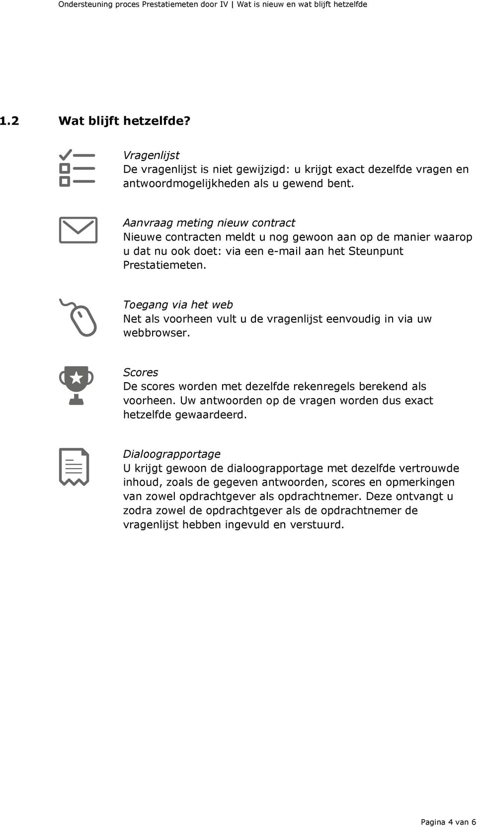 Toegang via het web Net als voorheen vult u de vragenlijst eenvoudig in via uw webbrowser. Scores De scores worden met dezelfde rekenregels berekend als voorheen.