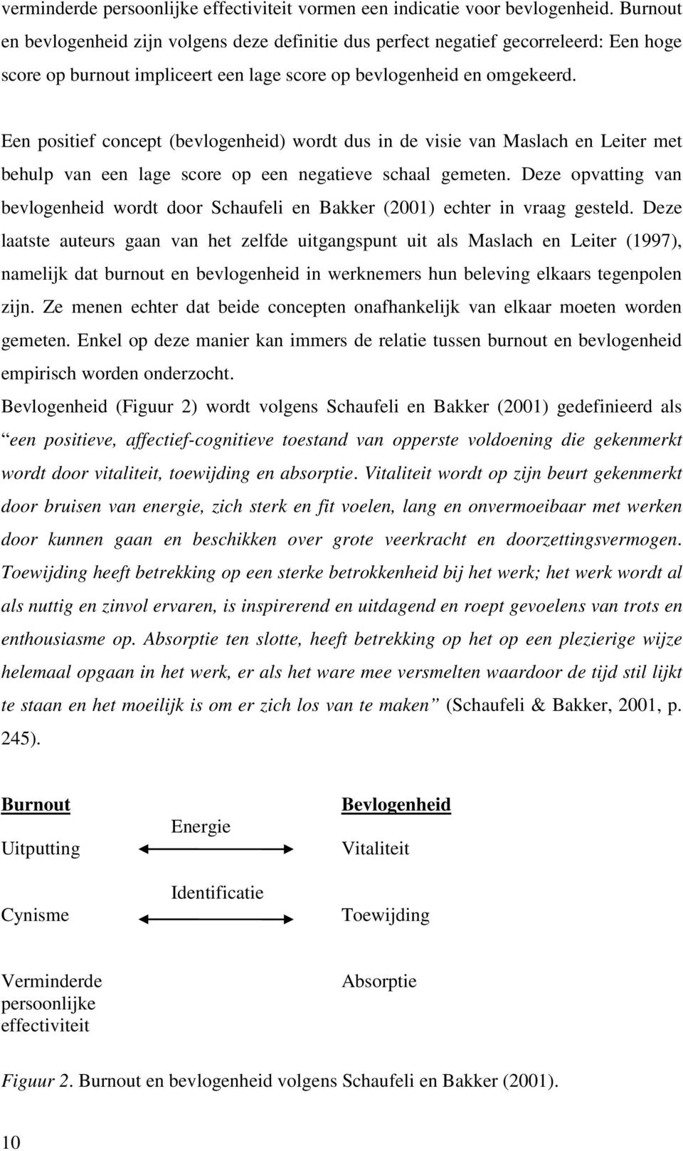 Een positief concept (bevlogenheid) wordt dus in de visie van Maslach en Leiter met behulp van een lage score op een negatieve schaal gemeten.