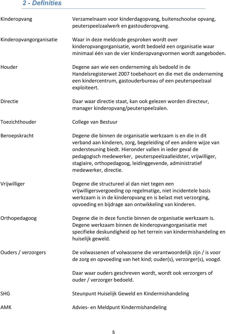 Waar in deze meldcode gesproken wordt over kinderopvangorganisatie, wordt bedoeld een organisatie waar minimaal één van de vier kinderopvangvormen wordt aangeboden.