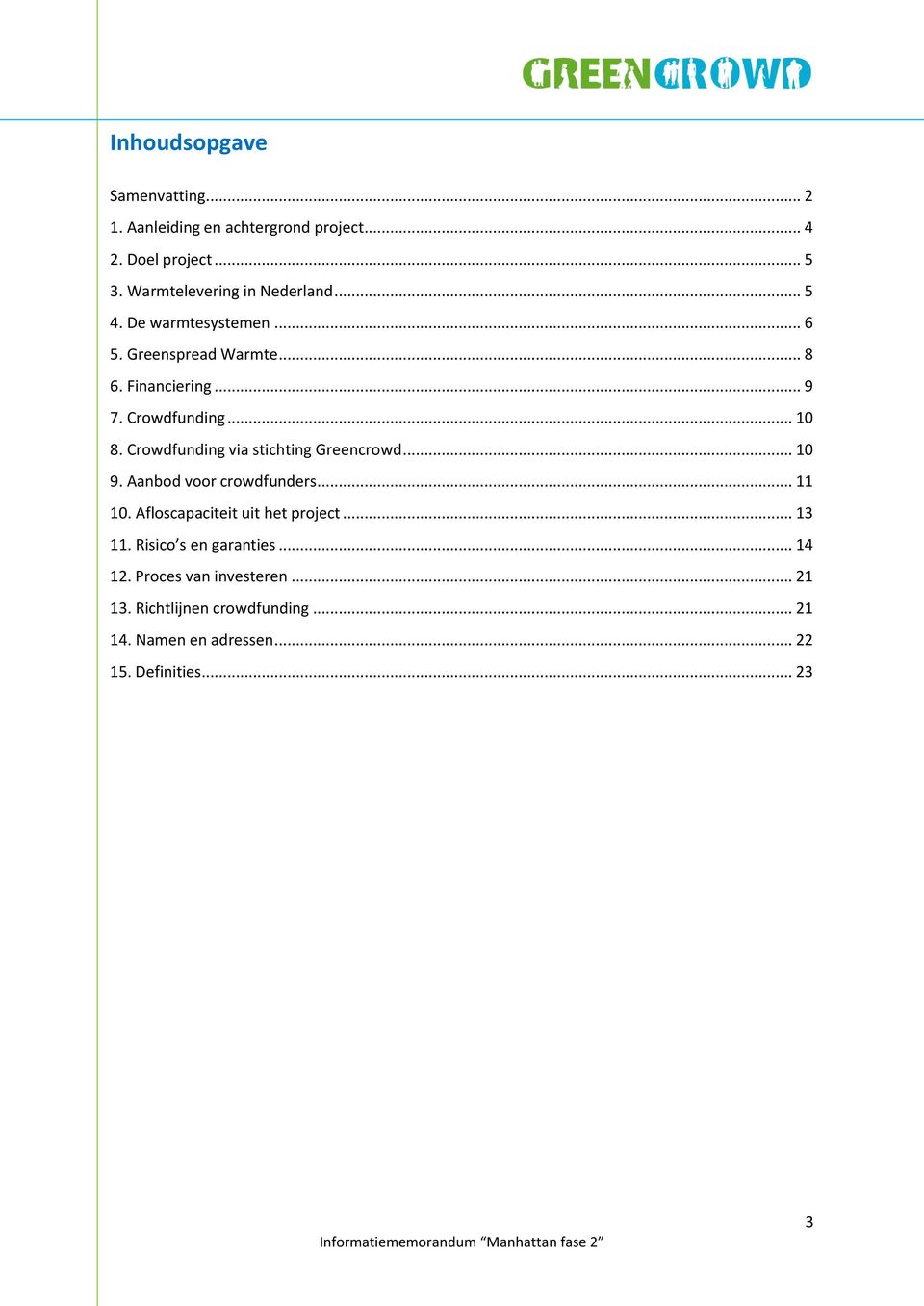 .. 10 8. Crowdfunding via stichting Greencrowd... 10 9. Aanbod voor crowdfunders... 11 10. Afloscapaciteit uit het project.