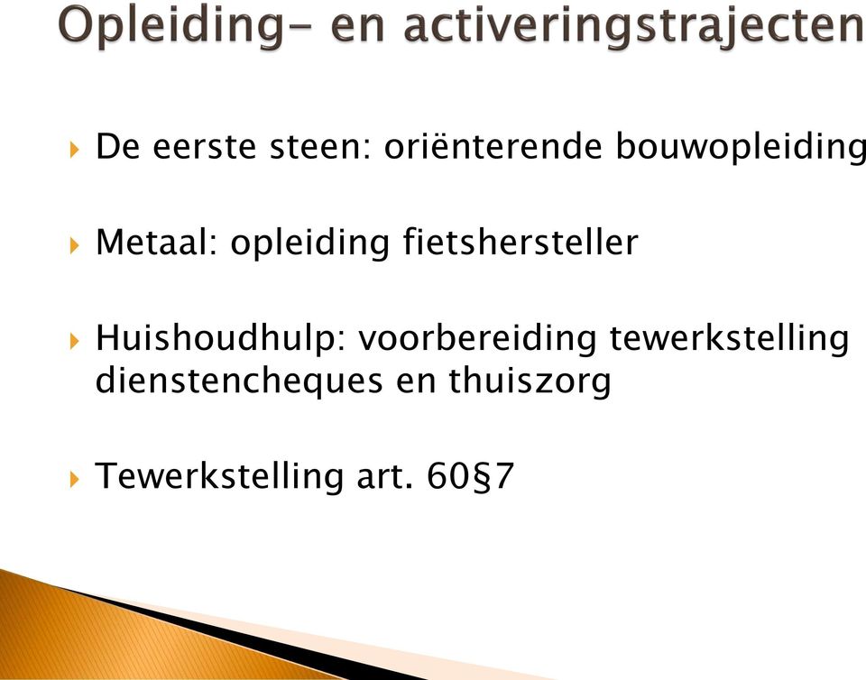 Huishoudhulp: voorbereiding tewerkstelling