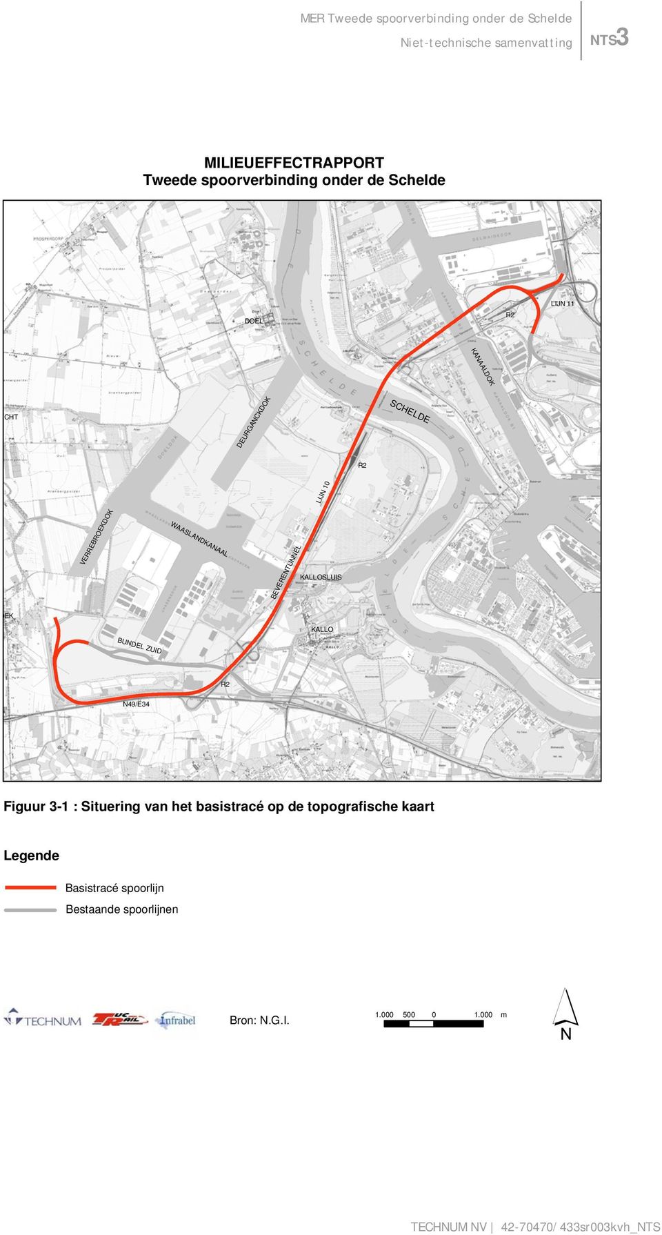 KALLOSLUIS OEK KALLO R2 N49/E34 Figuur 3-1 : Situering van het basistracé op de topografische kaart Legende Basistracé