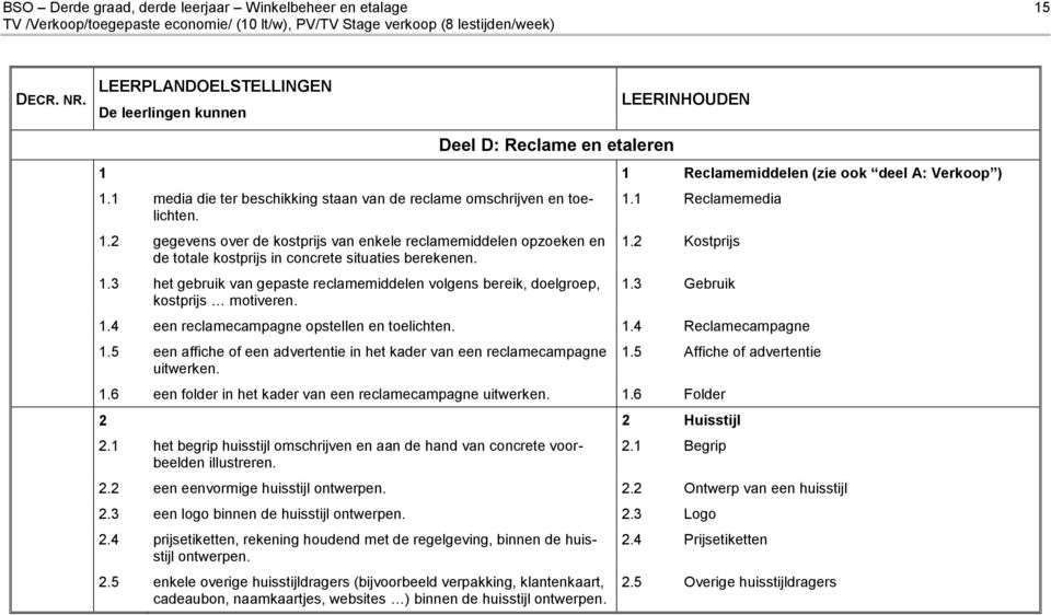 1 media die ter beschikking staan van de reclame omschrijven en toelichten. 1.2 gegevens over de kostprijs van enkele reclamemiddelen opzoeken en de totale kostprijs in concrete situaties berekenen.