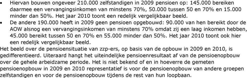 000 van hen bereikt door de AOW alsnog een vervangingsinkomen van minstens 70% omdat zij een laag inkomen hebben, 45.000 bereikt tussen 50 en 70% en 55.000 minder dan 50%.