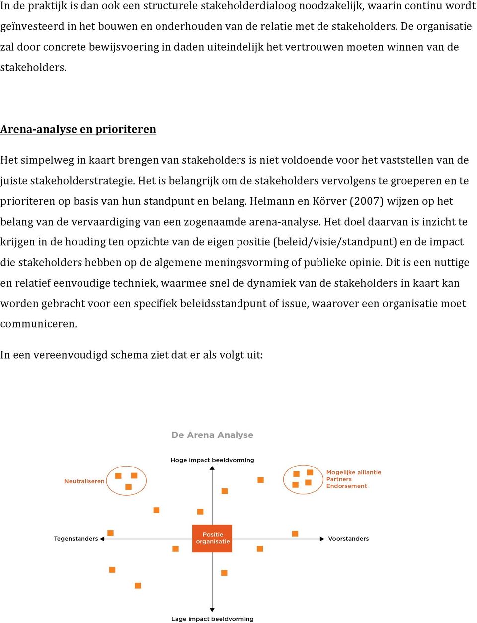 Arena- analyse en prioriteren Het simpelweg in kaart brengen van stakeholders is niet voldoende voor het vaststellen van de juiste stakeholderstrategie.