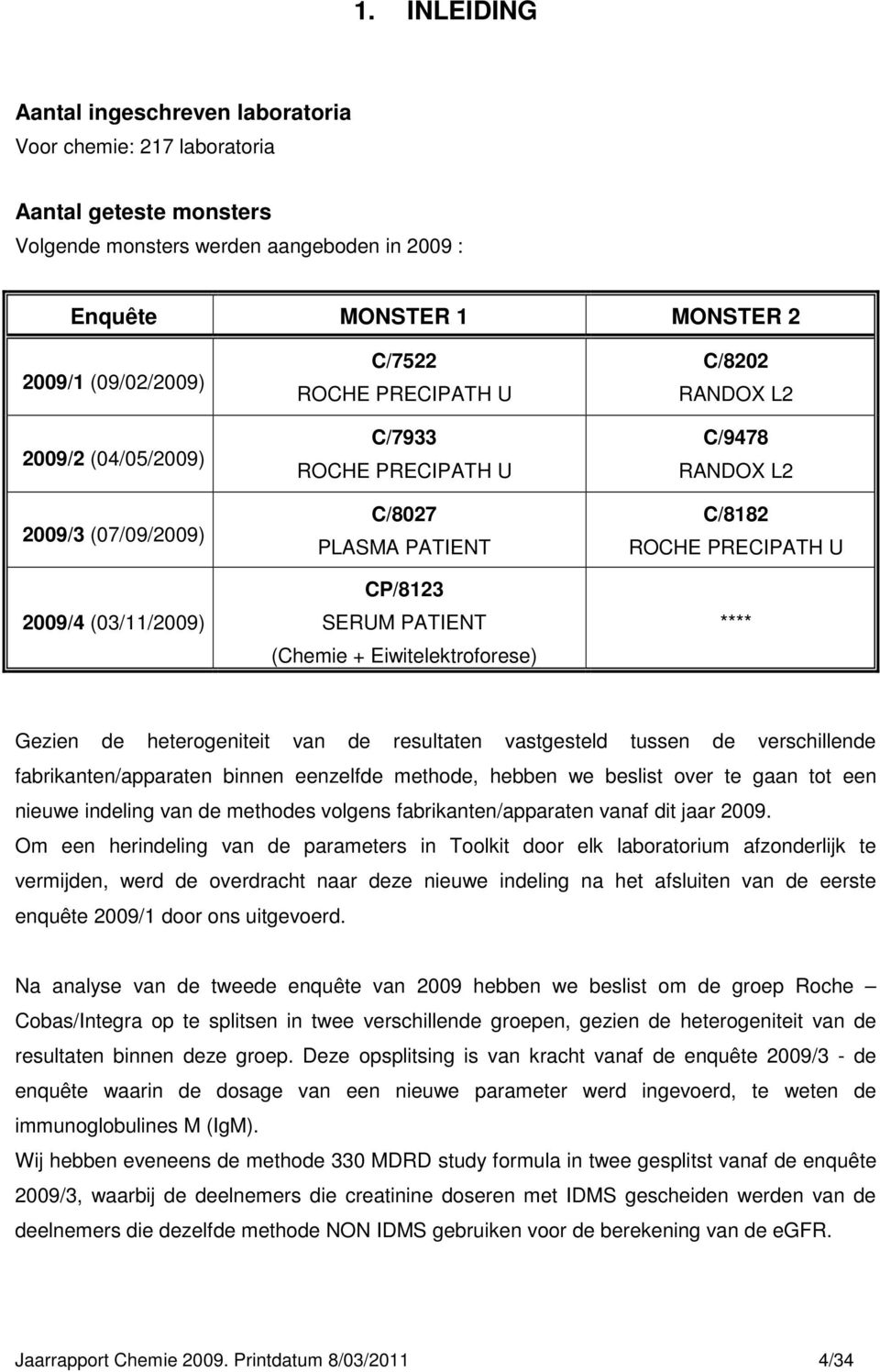 C/9478 RANDOX L2 C/8182 ROCHE PRECIPATH U **** Gezien de heterogeniteit van de resultaten vastgesteld tussen de verschillende fabrikanten/apparaten binnen eenzelfde methode, hebben we beslist over te