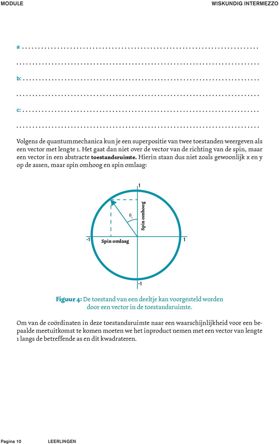 Het gaat dan niet over de vector van de richting van de spin, maar een vector in een abstracte toestandsruimte.