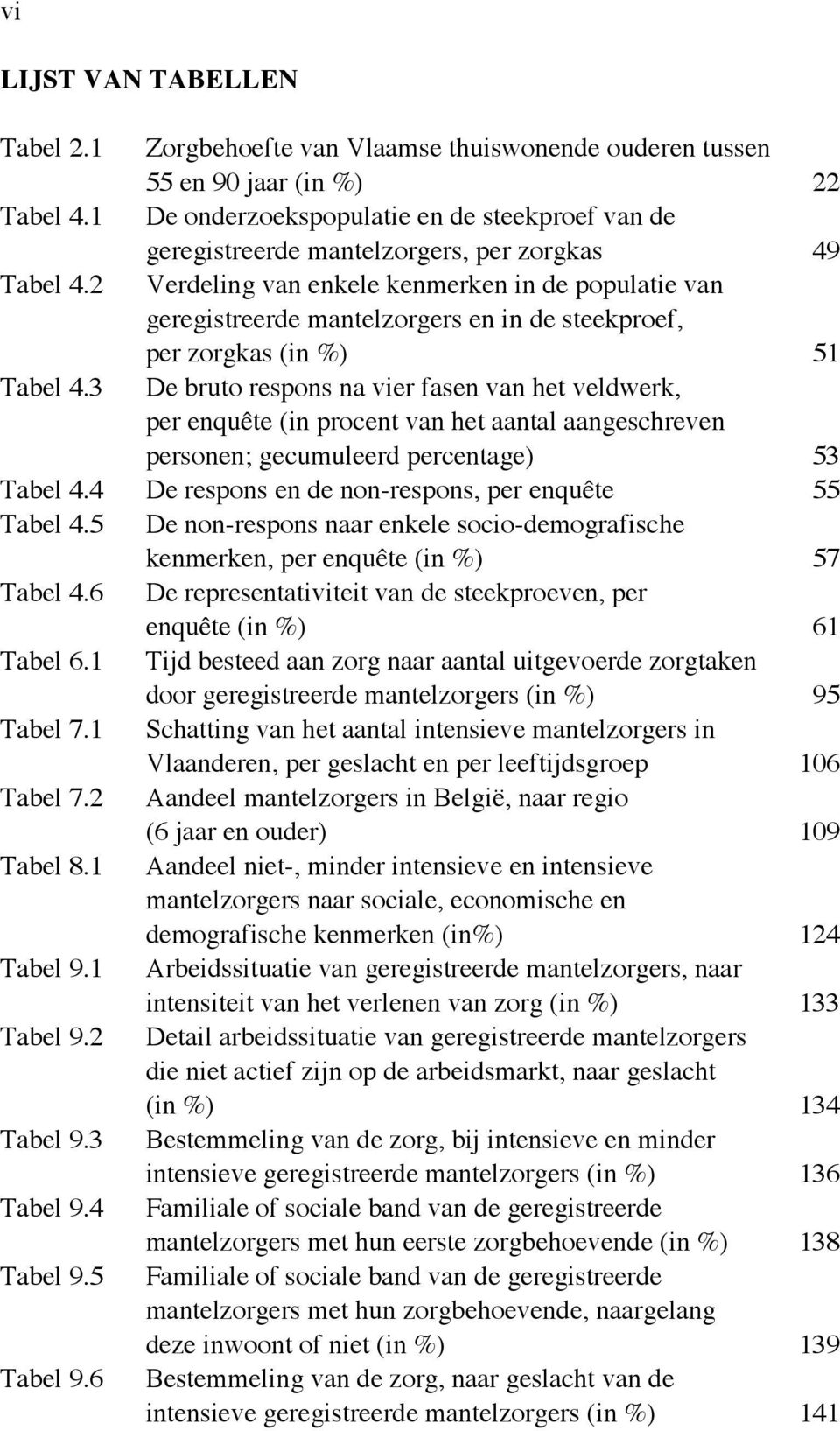 2 Verdeling van enkele kenmerken in de populatie van geregistreerde mantelzorgers en in de steekproef, per zorgkas (in %) 51 Tabel 4.