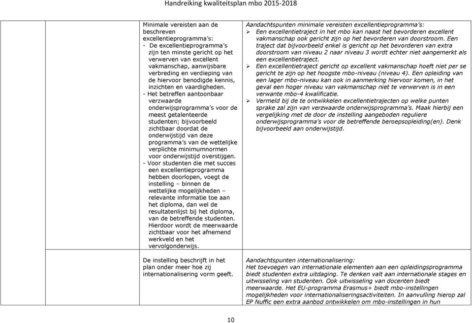 - Het betreffen aantoonbaar verzwaarde onderwijsprogramma s voor de meest getalenteerde studenten; bijvoorbeeld zichtbaar doordat de onderwijstijd van deze programma s van de wettelijke verplichte