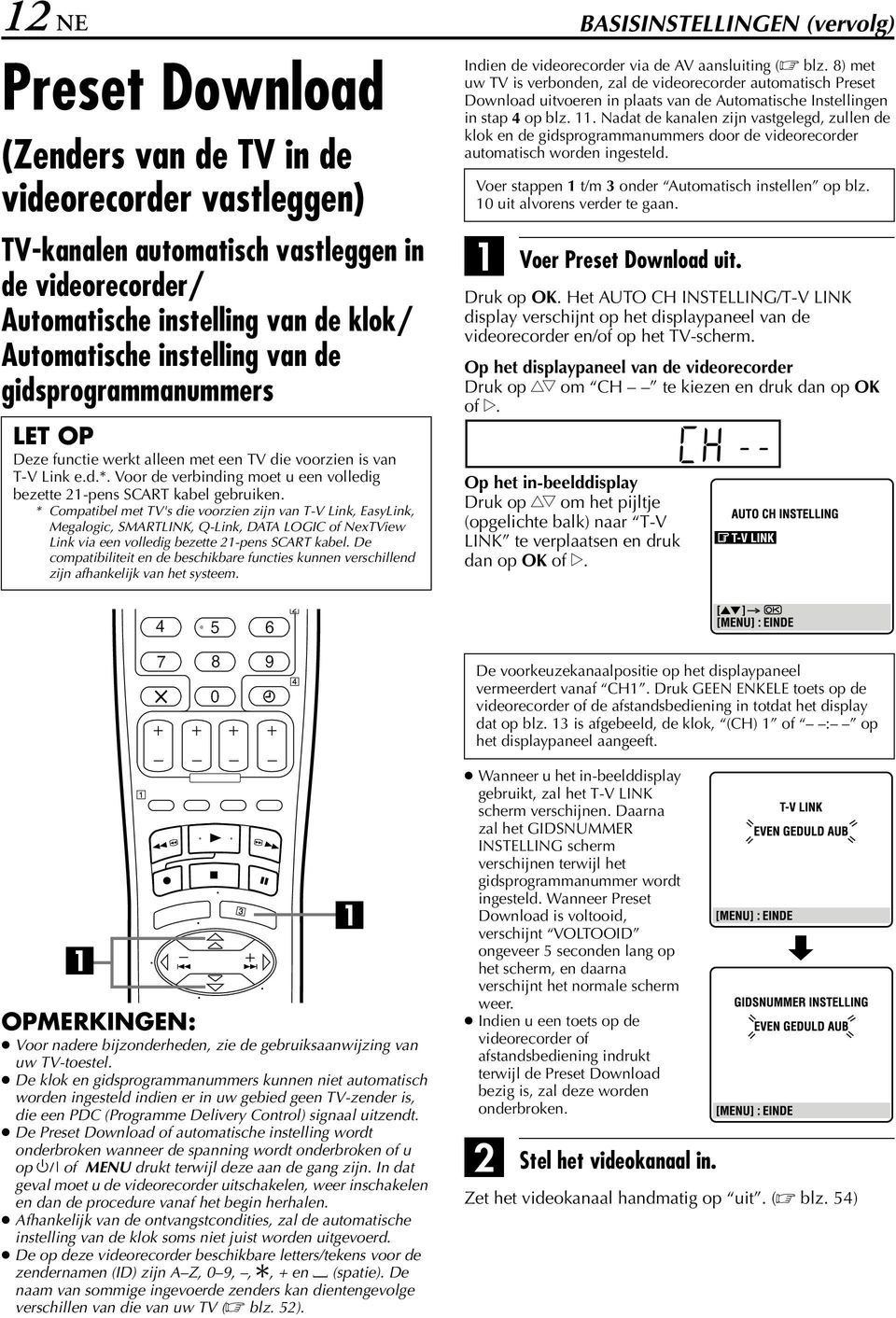 * Compatibel met TV's die voorzien zijn van T-V Link, EasyLink, Megalogic, SMRTLNK, Q-Link, DT LOGC of NexTView Link via een volledig bezette 21-pens SCRT kabel.