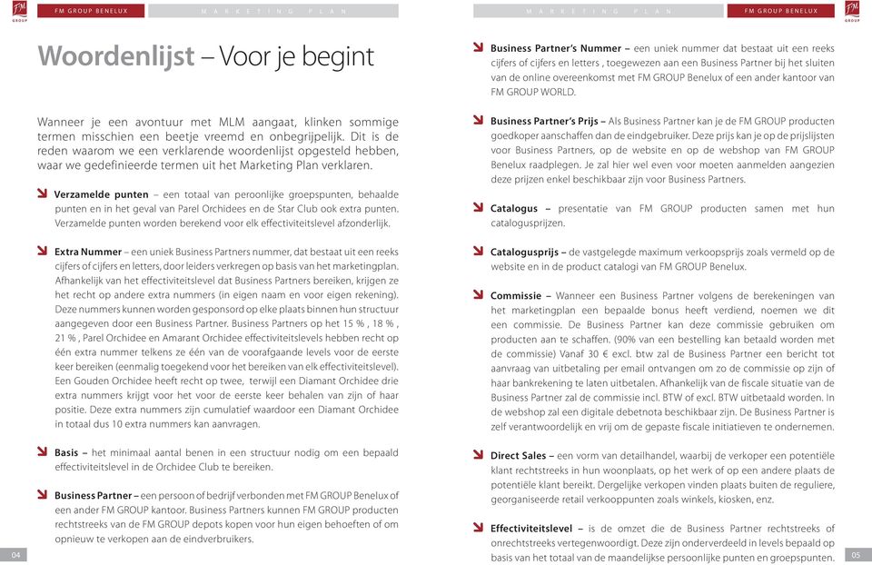 Dit is de reden waarom we een verklarende woordenlijst opgesteld hebben, waar we gedefinieerde termen uit het Marketing Plan verklaren.