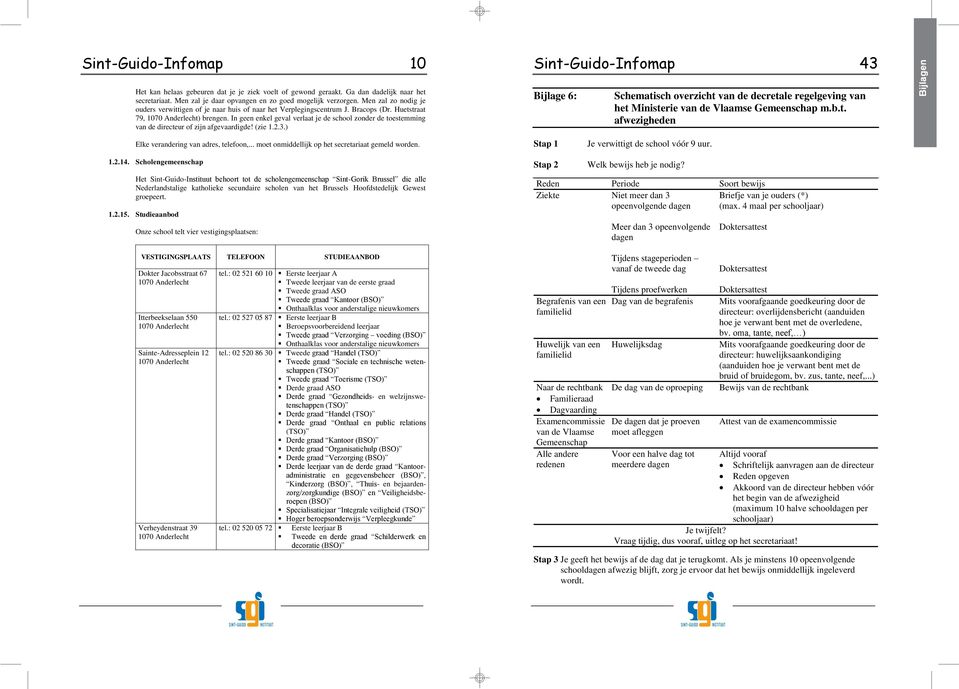 In geen enkel geval verlaat je de school zonder de toestemming van de directeur of zijn afgevaardigde! (zie 1.2.3.