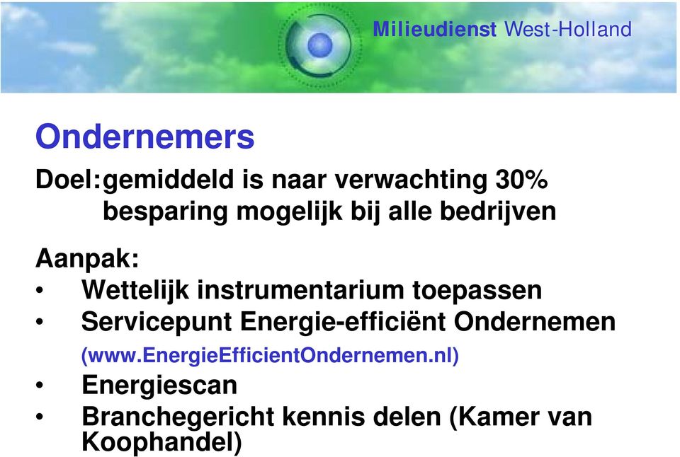 toepassen Servicepunt Energie-efficiënt Ondernemen (www.