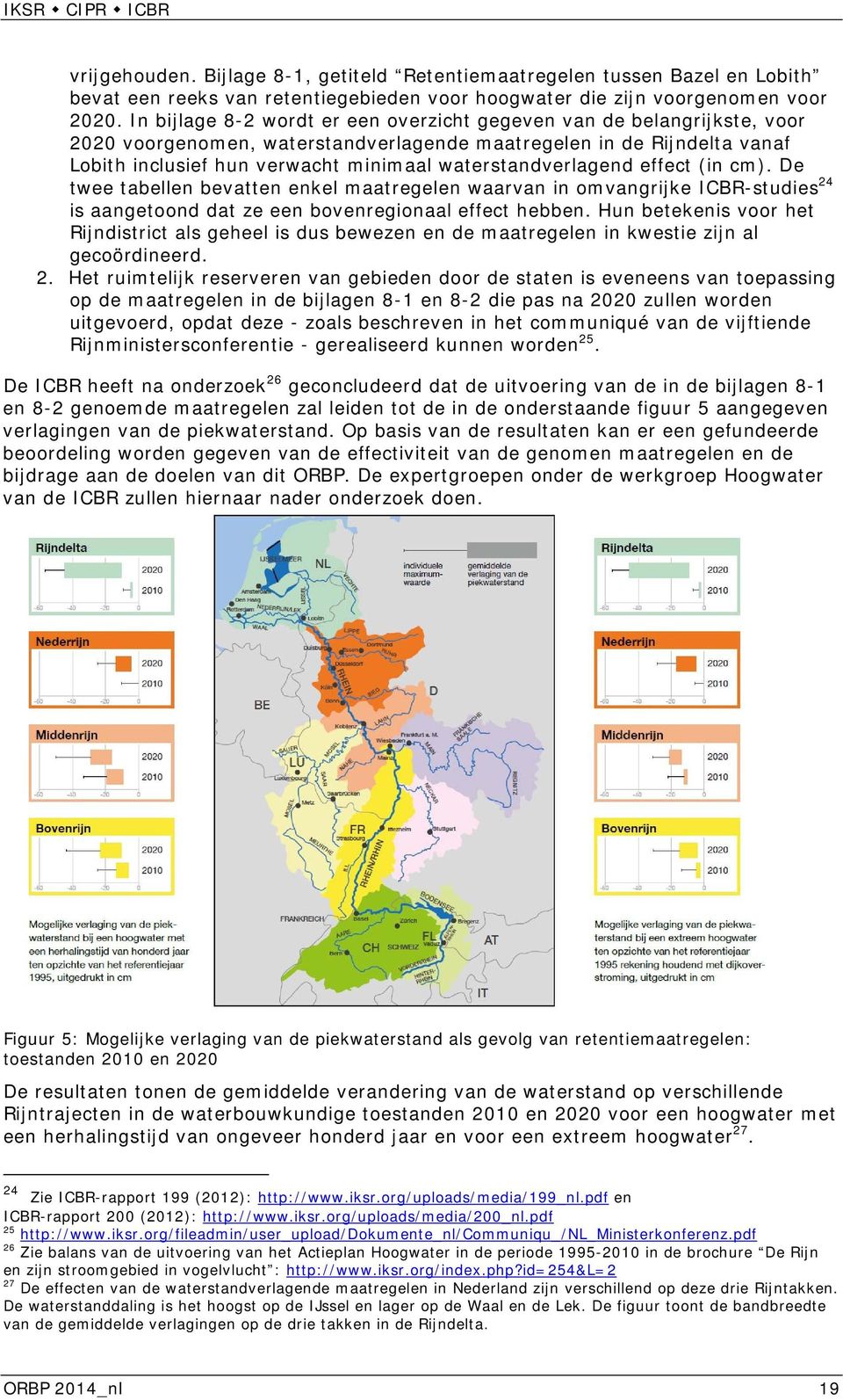 waterstandverlagend effect (in cm). De twee tabellen bevatten enkel maatregelen waarvan in omvangrijke ICBR-studies 24 is aangetoond dat ze een bovenregionaal effect hebben.