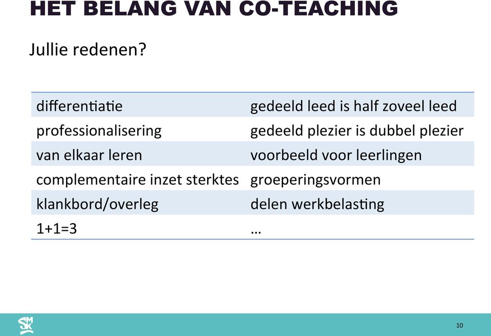 gedeeld plezier is dubbel plezier van elkaar leren voorbeeld voor