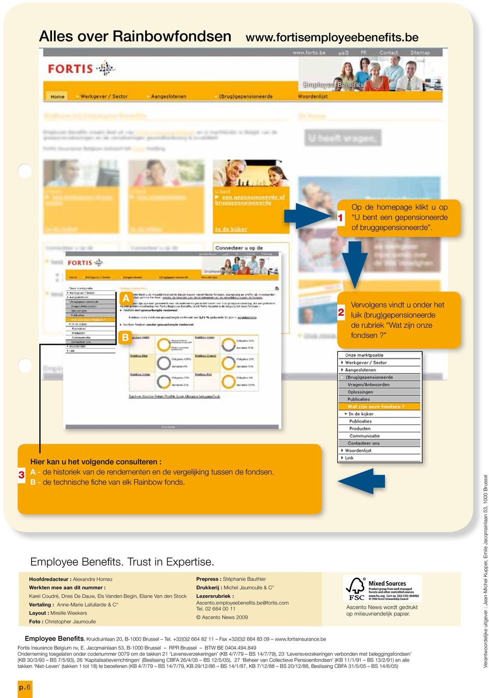 3 Hier kan u het volgende consulteren : A - de historiek van de rendementen en de vergelijking tussen de fondsen. B - de technische fi che van elk Rainbow fonds. Employee Benefi ts.