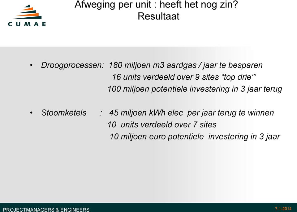 verdeeld over 9 sites top drie 100 miljoen potentiele investering in 3 jaar terug