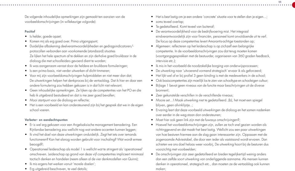 zijn derhalve goed bruikbaar in de dialoog die met schoolleiders gevoerd dient te worden; Ik was aangenaam verrast door de heldere en bruikbare formuleringen; Is een prima basis, niet verder