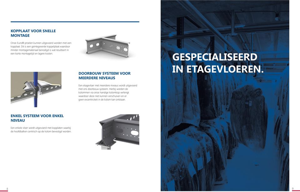 GESPECIALISEERD DOORBOUW SYSTEEM VOOR MEERDERE NIVEAUS IN ETAGEVLOEREN. Een etagevloer met meerdere niveaus wordt uitgevoerd met ons doorbouw systeem.