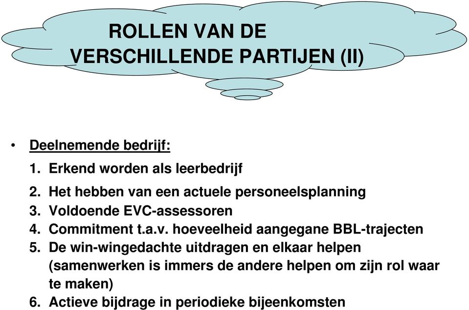 De win-wingedachte uitdragen en elkaar helpen (samenwerken is immers de andere helpen om zijn rol