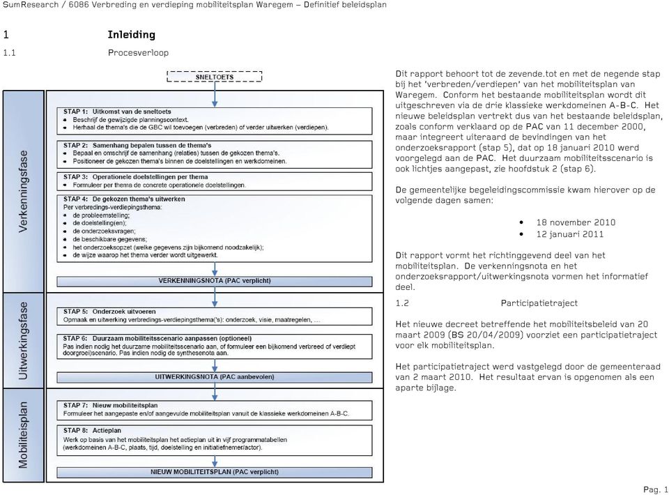 Het nieuwe beleidsplan vertrekt dus van het bestaande beleidsplan, zoals conform verklaard op de PAC van 11 december 2000, maar integreert uiteraard de bevindingen van het onderzoeksrapport (stap 5),