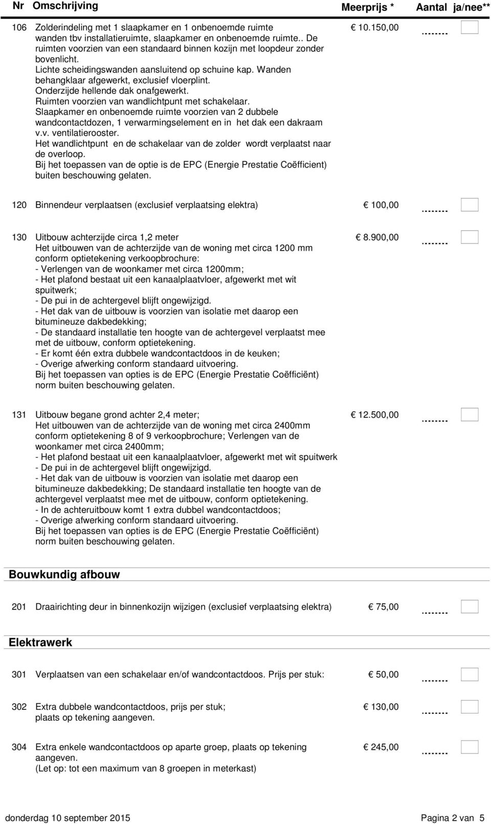 Onderzijde hellende dak onafgewerkt. Ruimten voorzien van wandlichtpunt met schakelaar.