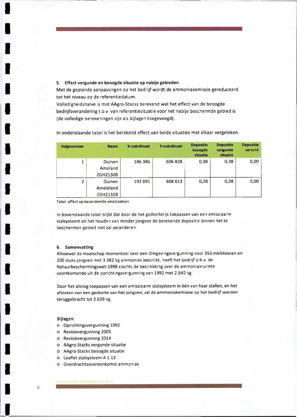 In onderstaande tabel is het berekend effect van beide situaties met elkaar vergeleken.