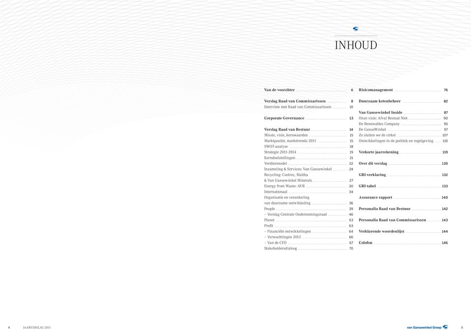 .. 22 Inzameling & Services: Van Gansewinkel... 24.Recycling: Coolrec, Maltha. & Van Gansewinkel Minerals... 27 Energy from Waste: AVR... 30 Internationaal... 34.organisatie en verankering.