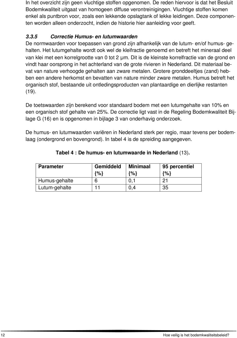 3.5 Correctie Humus- en lutumwaarden De normwaarden voor toepassen van grond zijn afhankelijk van de lutum- en/of humus- gehalten.