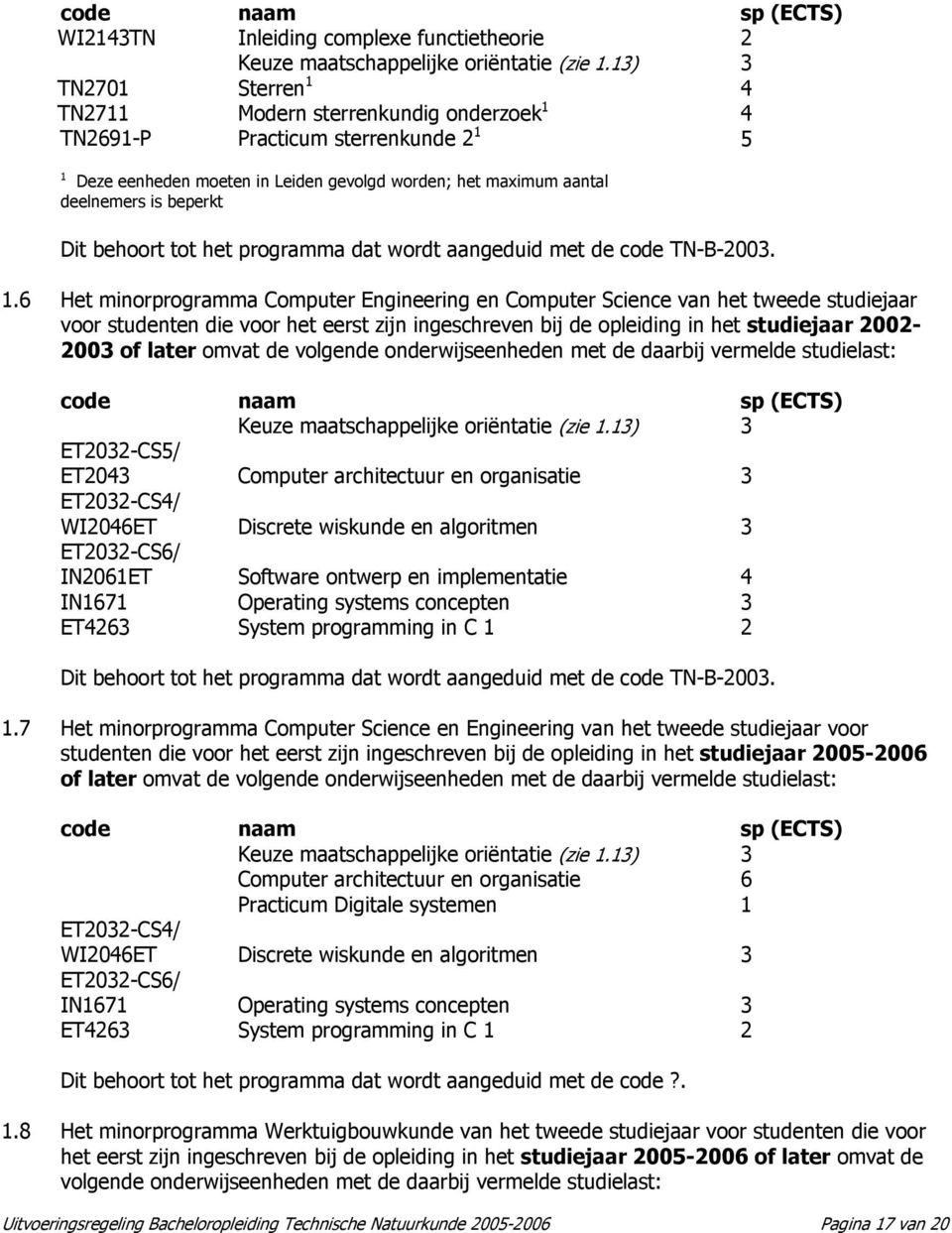 behoort tot het programma dat wordt aangeduid met de code TN-B-2003. 1.