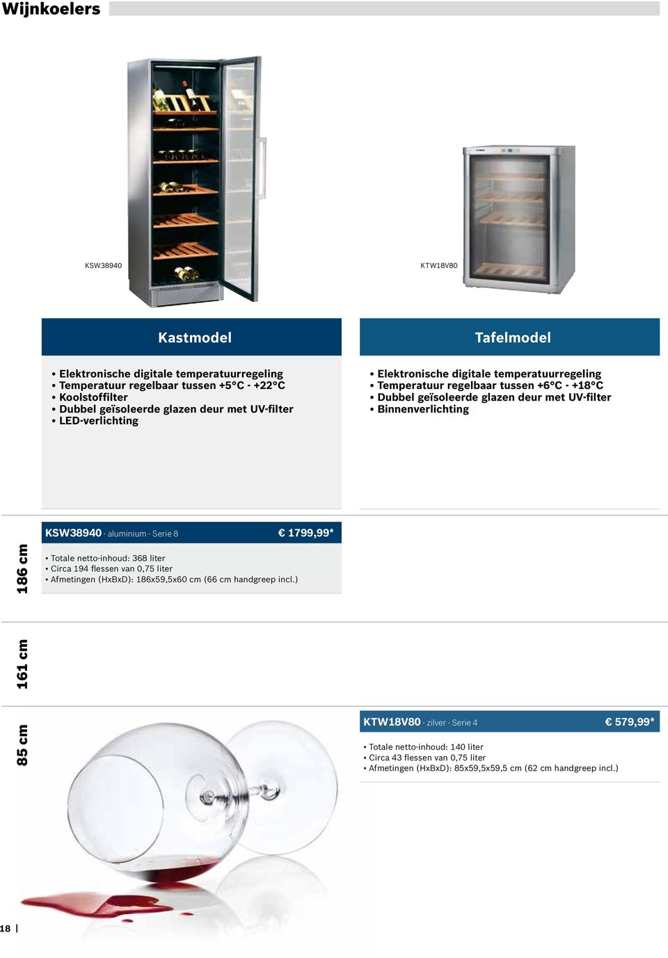 Binnenverlichting KSW38940 - aluminium - Serie 8 1799,99* 186 cm Totale netto-inhoud: 368 liter Circa 194 flessen van 0,75 liter Afmetingen (HxBxD): 186x59,5x60 cm (66 cm