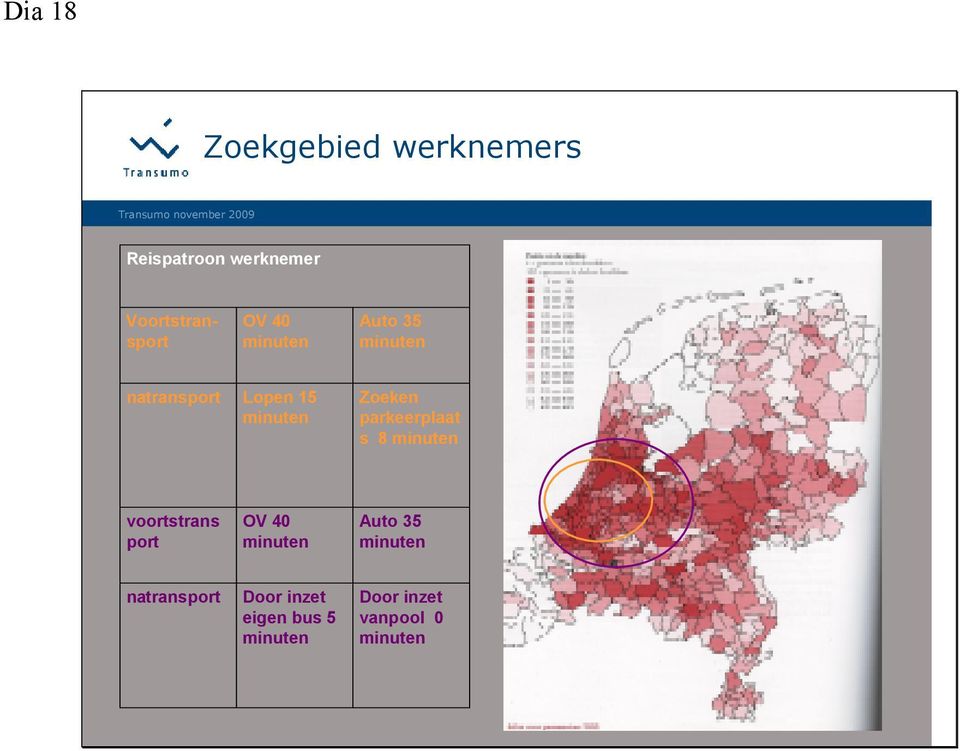 parkeerplaat s 8 minuten voortstrans port OV 40 minuten Auto 35