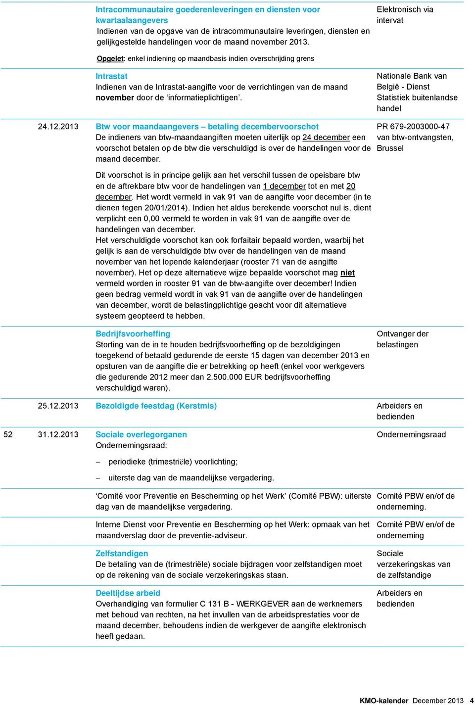 Nationale Bank van België - Dienst Statistiek buitenlandse handel 24.12.