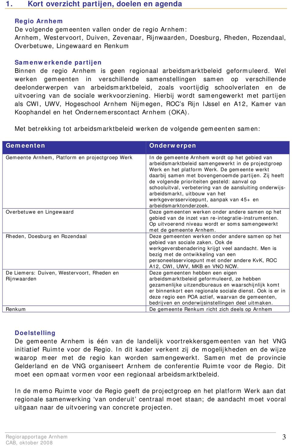 Wel werken gemeenten in verschillende samenstellingen samen op verschillende deelonderwerpen van arbeidsmarktbeleid, zoals voortijdig schoolverlaten en de uitvoering van de sociale werkvoorziening.