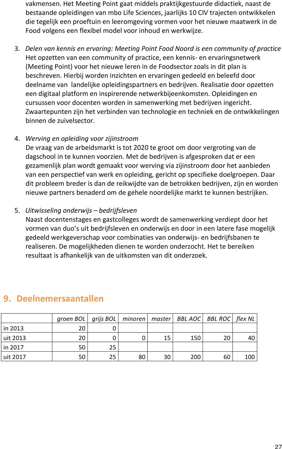 vormen voor het nieuwe maatwerk in de Food volgens een flexibel model voor inhoud en werkwijze. 3.