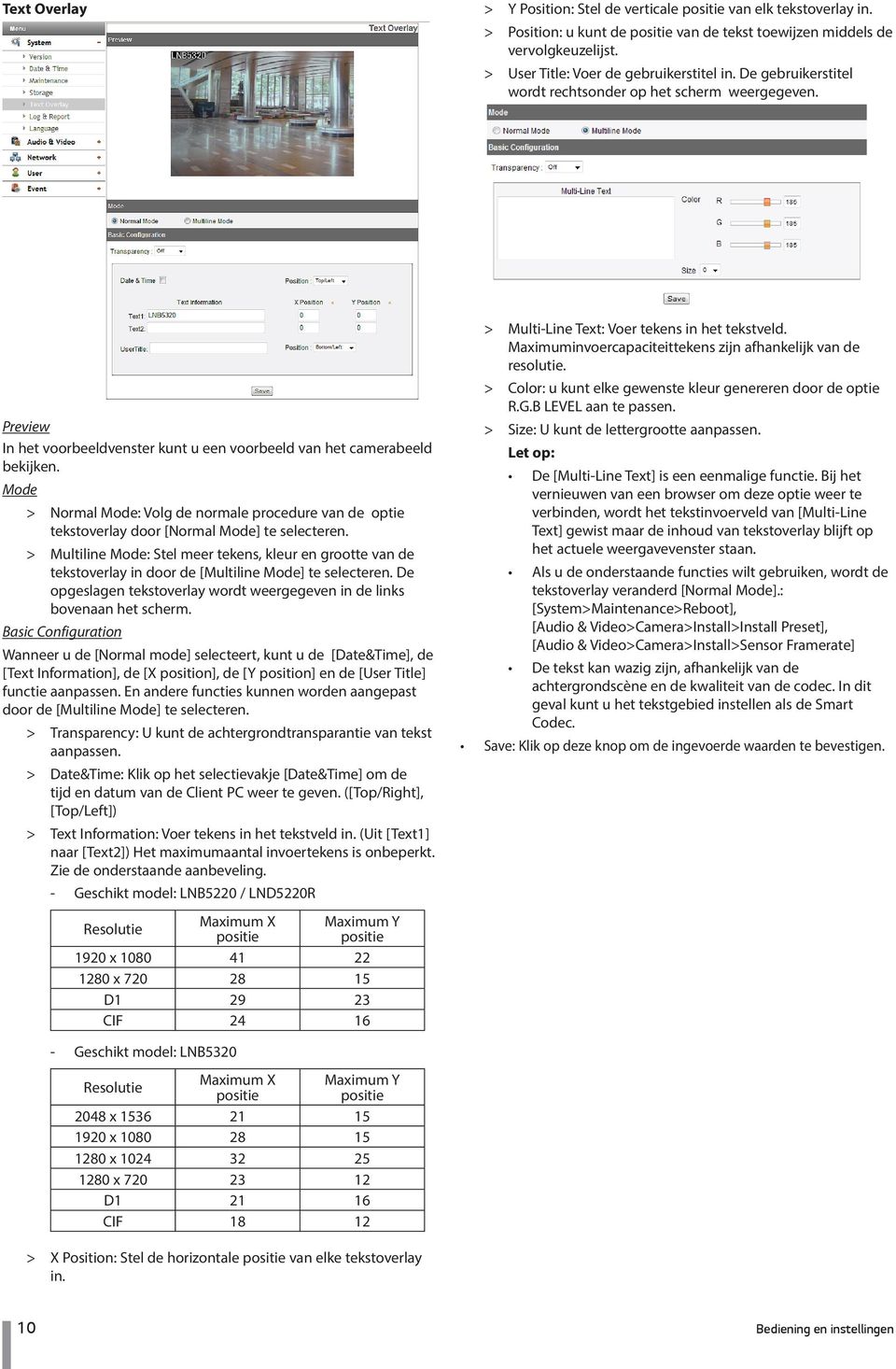 Mode > > Normal Mode: Volg de normale procedure van de optie tekstoverlay door [Normal Mode] te selecteren.