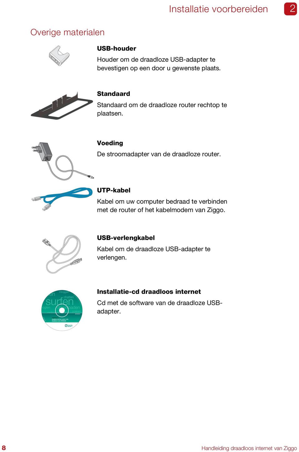 UTP-kabel Kabel om uw computer bedraad te verbinden met de router of het kabelmodem van Ziggo.