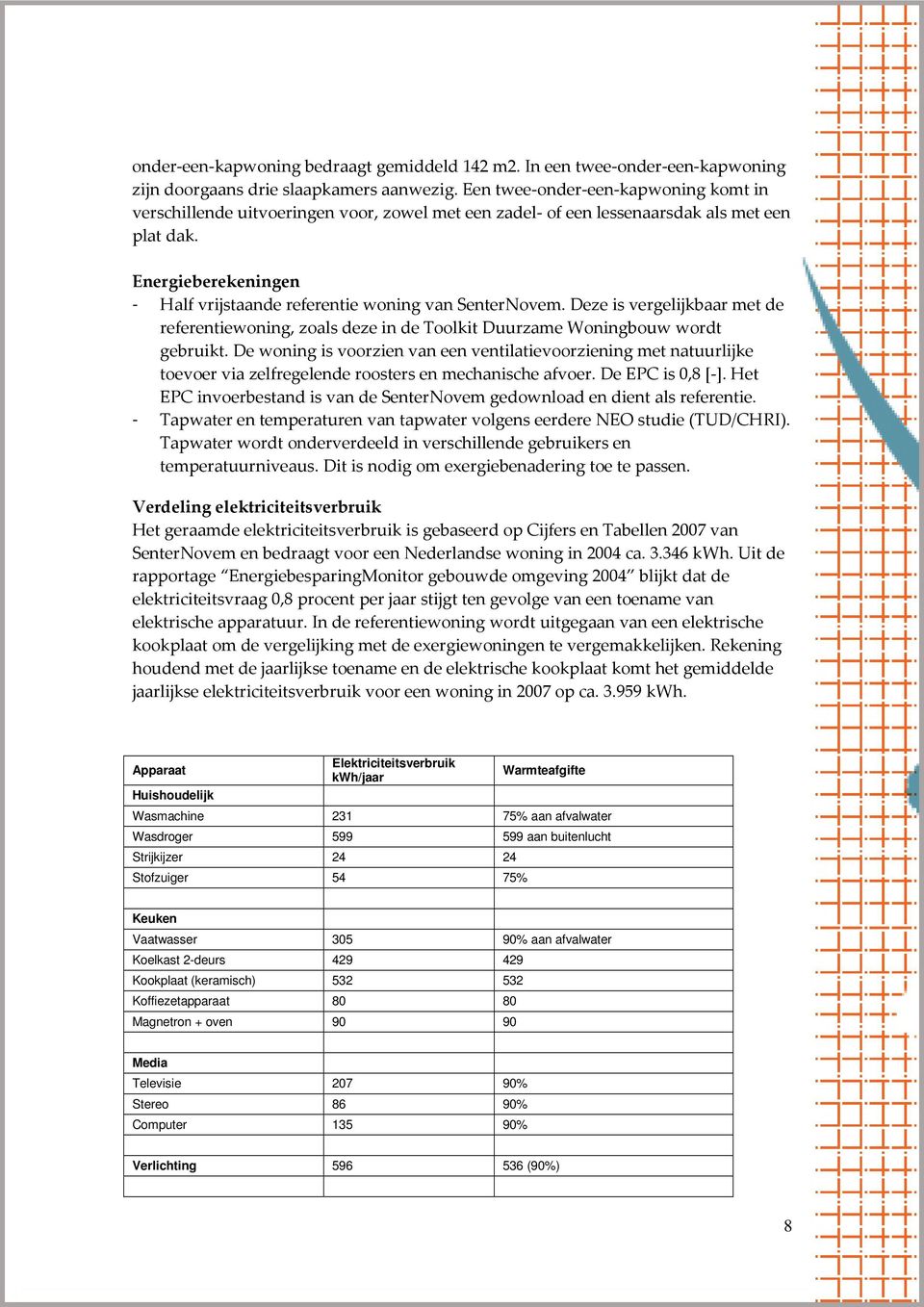 Energieberekeningen - Half vrijstaande referentie woning van SenterNovem. Deze is vergelijkbaar met de referentiewoning, zoals deze in de Toolkit Duurzame Woningbouw wordt gebruikt.