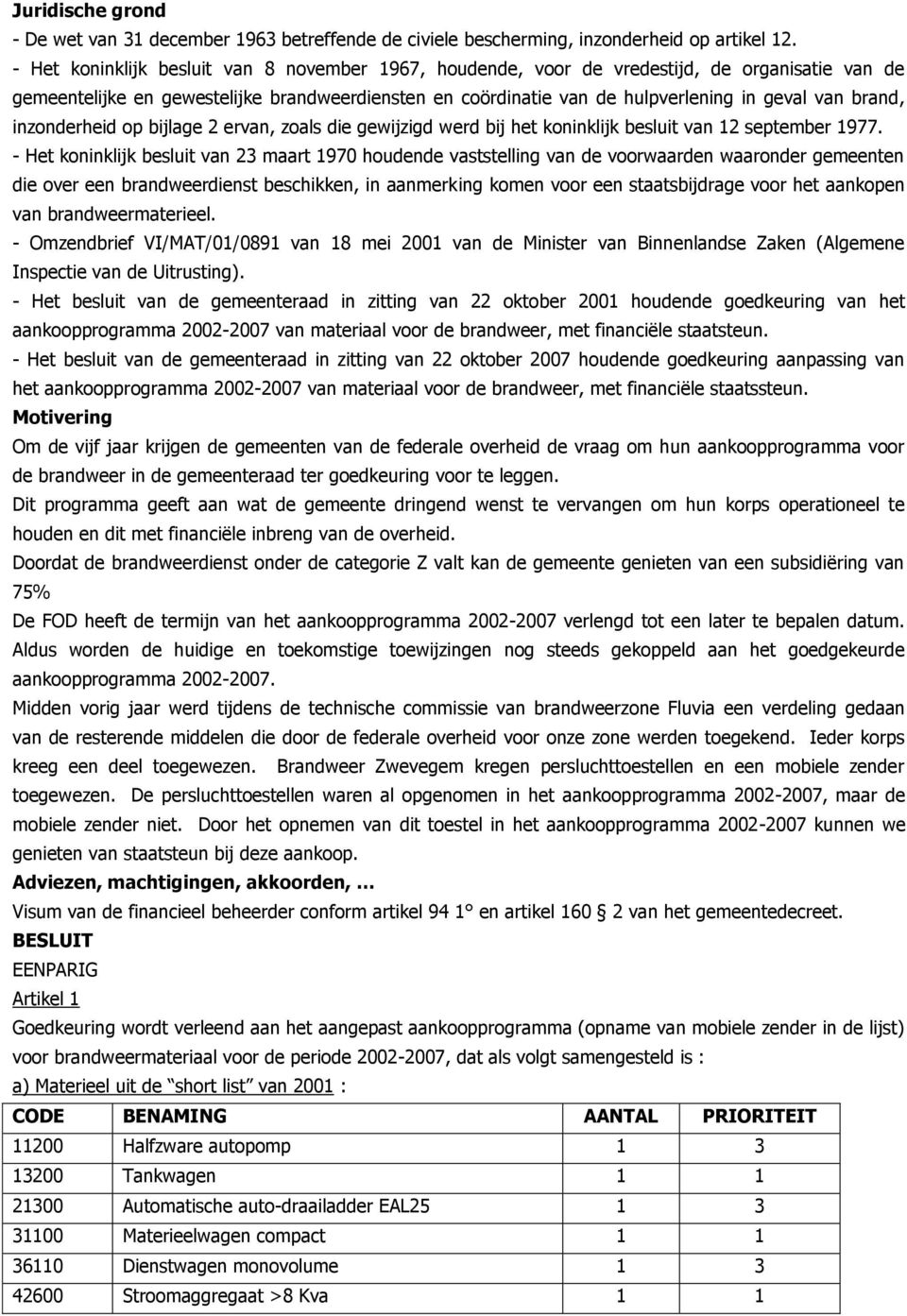 brand, inzonderheid op bijlage 2 ervan, zoals die gewijzigd werd bij het koninklijk besluit van 12 september 1977.