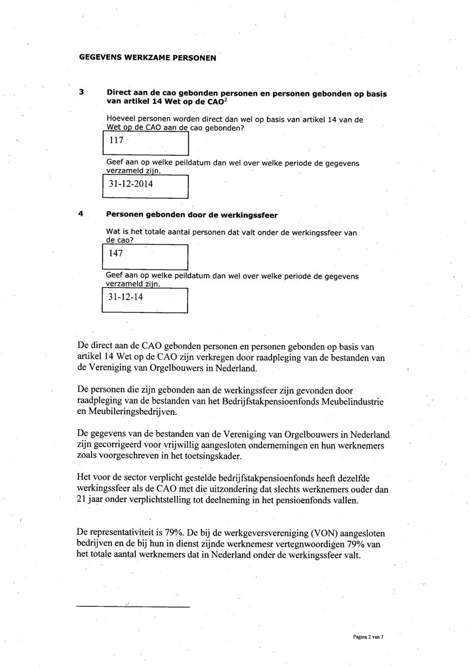 31-12-2014 Personen gebonden door de werkingssfeer Wat is het totale aantal personen dat valt onder de werkingssfeer van de cao?