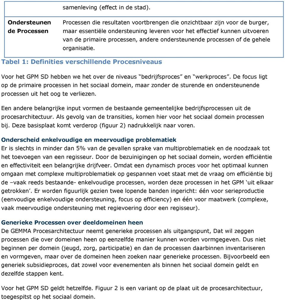 processen, andere ondersteunende processen of de gehele organisatie. Tabel 1: Definities verschillende Procesniveaus Voor het GPM SD hebben we het over de niveaus bedrijfsproces en werkproces.