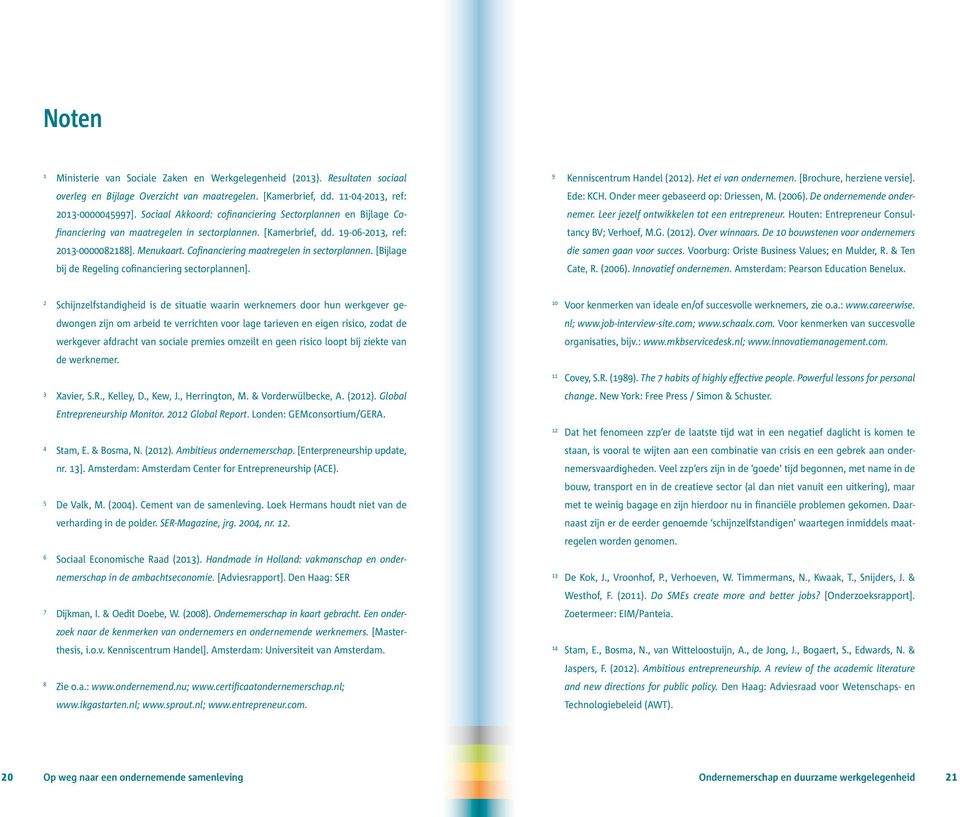 Cofinanciering maatregelen in sectorplannen. [Bijlage bij de Regeling cofinanciering sectorplannen]. 9 Kenniscentrum Handel (2012). Het ei van ondernemen. [Brochure, herziene versie]. Ede: KCH.
