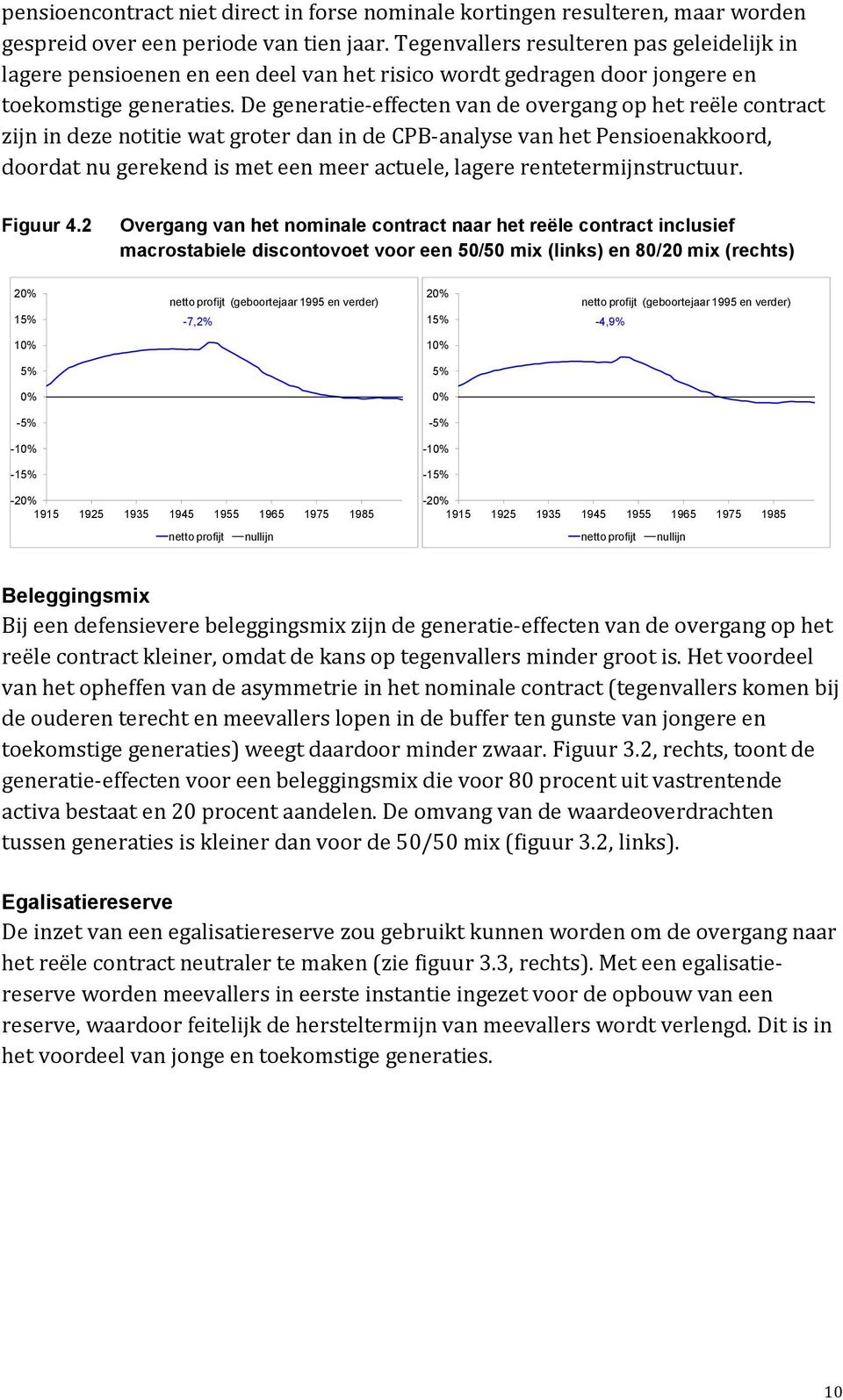 De generatie-effecten van de overgang op het reële contract zijn in deze notitie wat groter dan in de CPB-analyse van het Pensioenakkoord, doordat nu gerekend is met een meer actuele, lagere