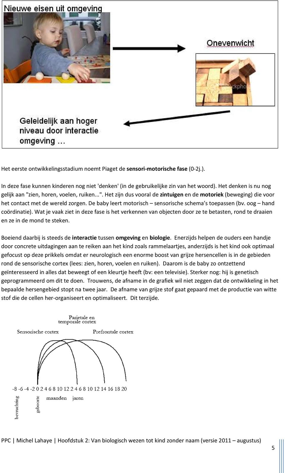 De baby leert motorisch sensorische schema s toepassen (bv. oog hand coördinatie).