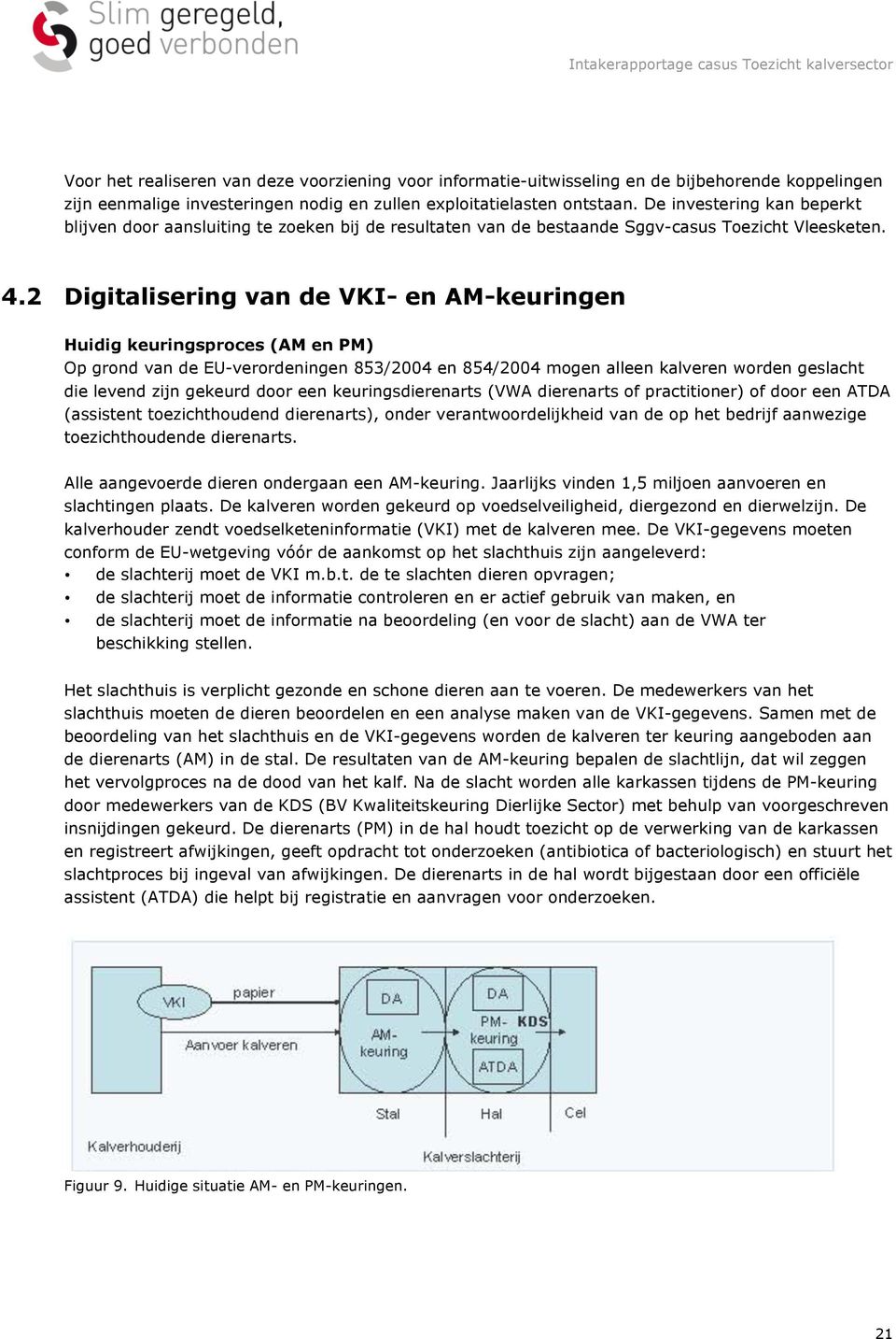 2 Digitalisering van de VKI- en AM-keuringen Huidig keuringsproces (AM en PM) Op grond van de EU-verordeningen 853/2004 en 854/2004 mogen alleen kalveren worden geslacht die levend zijn gekeurd door