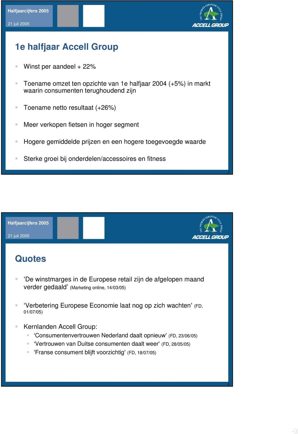 winstmarges in de Europese retail zijn de afgelopen maand verder gedaald (Marketing online, 14/03/05) Verbetering Europese Economie laat nog op zich wachten (FD, 01/07/05)