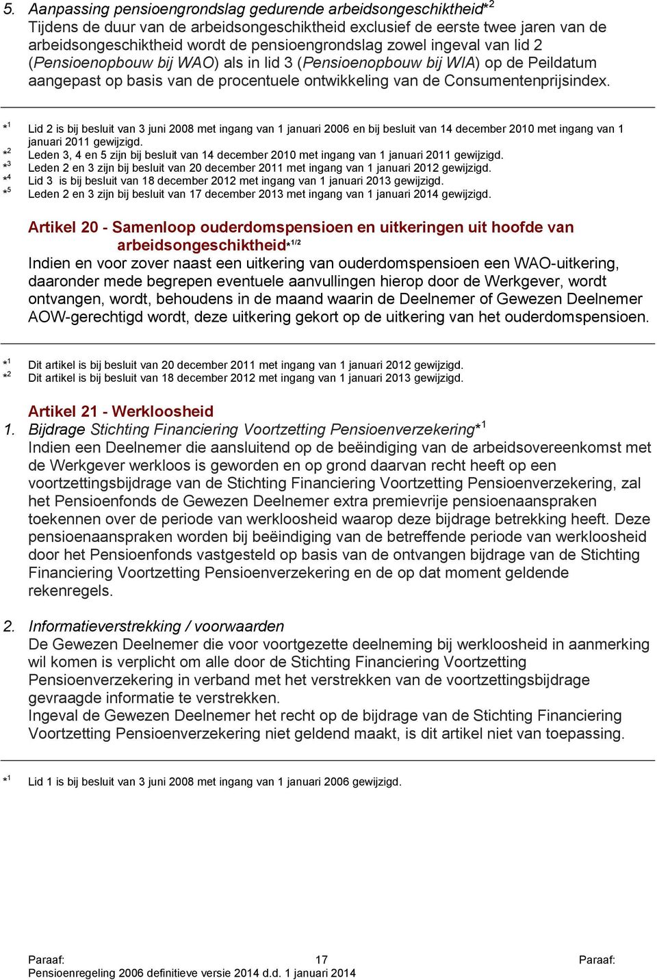 * 1 Lid 2 is bij besluit van 3 juni 2008 met ingang van 1 januari 2006 en bij besluit van 14 december 2010 met ingang van 1 januari 2011 gewijzigd.