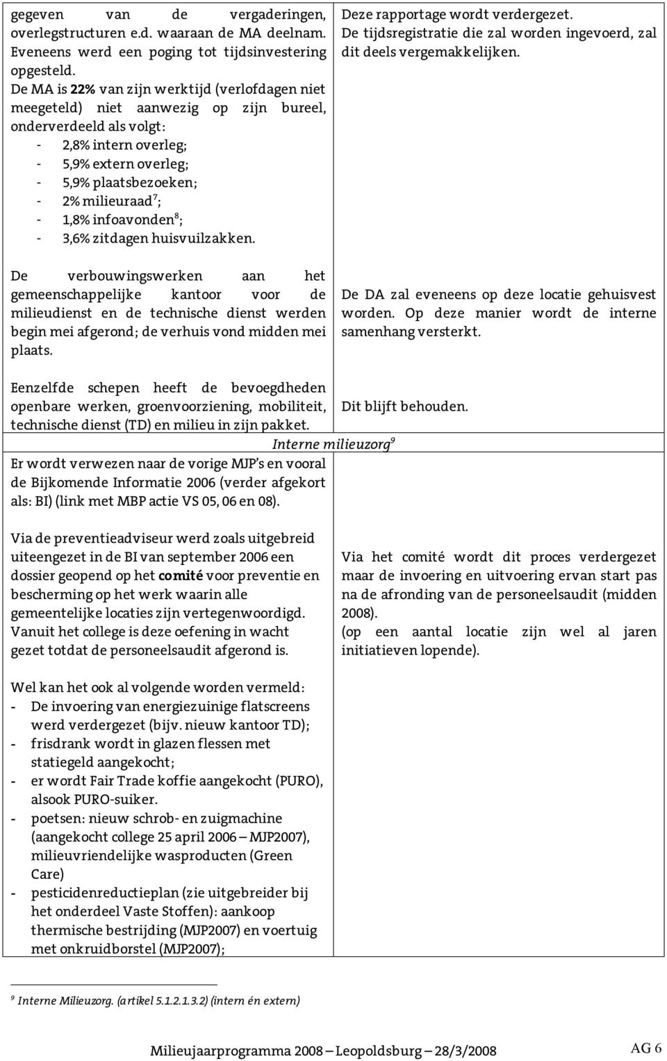 7 ; - 1,8% infoavonden 8 ; - 3,6% zitdagen huisvuilzakken.